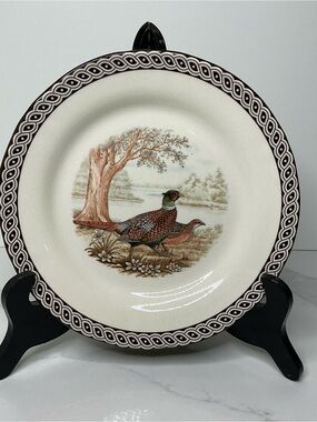 4 LEGEND Salad Plates British Heritage Earthenware Fall Pheasant 8” New